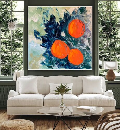 Richter Style Original Abstract Oil Painting On Canvas 80x80cm Orange Tree