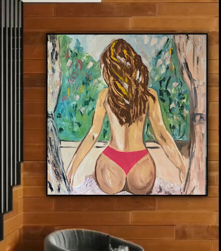 Richter Style Original Abstract Oil Painting On Canvas 80x80cm Morning Nude