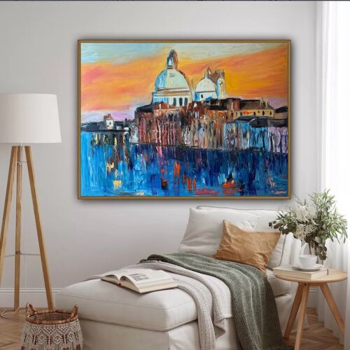 Kandinsky Original Abstract Oil Painting On Canvas 100 X 80cm Venice Landscape