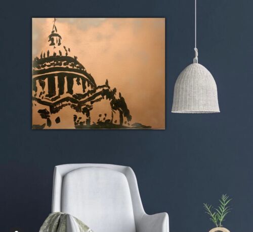Richter Style Abstract Oil Painting On Canvas 50X60cm St Paul’s London At Night