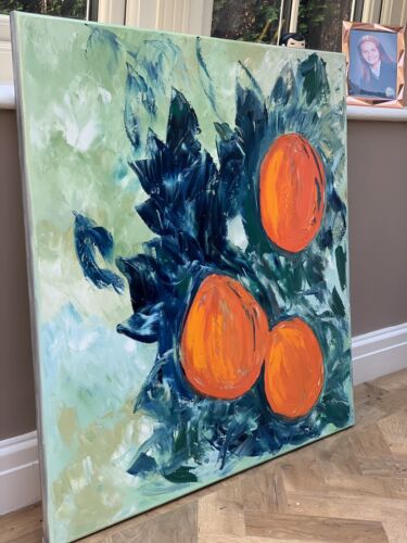 Richter Style Original Abstract Oil Painting On Canvas 80x80cm Orange Tree