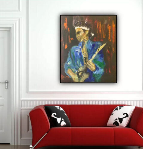 Original Oil Painting On Canvas 50X60cm Abstract ‘Rolling Stones’ Keith Richards portrait