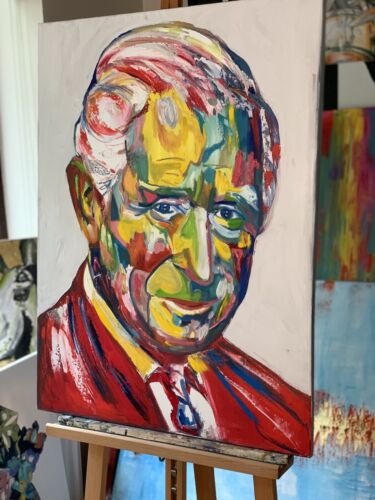 Original Abstract Oil Painting On Canvas 80x60cm King Charles III Coronation portrait