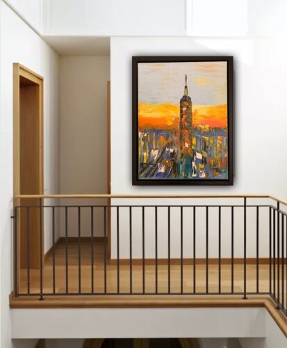 Framed Original Abstract Oil Painting On deep Canvas 50 x 40cm x 4cm New York