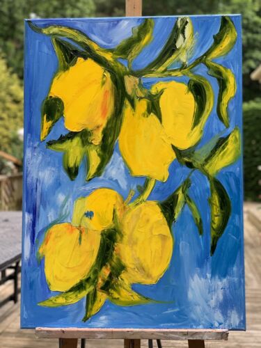 impressionist Abstract Original Oil Painting Canvas 84 X 60cm Lemon Tree In Oka