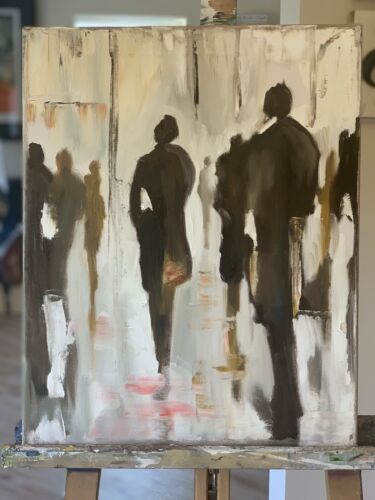 Richter StyLe Abstract Large Oil Painting On Canvas 50 X 40cm Cityscape Walk