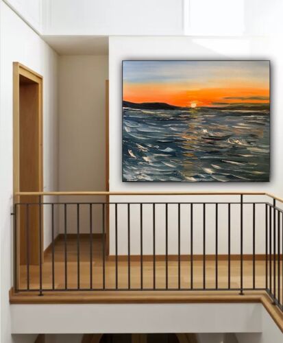 Monet Style Impressionist Abstract original Oil Painting Canvas 50x60cm Ocean 2