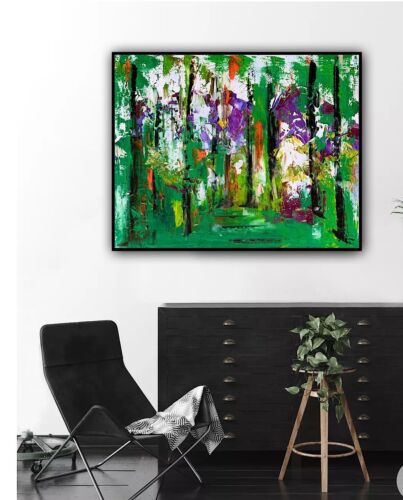 Richter StyLe Abstract original Oil Painting On Canvas 50 X40cm Forest Walk Oka