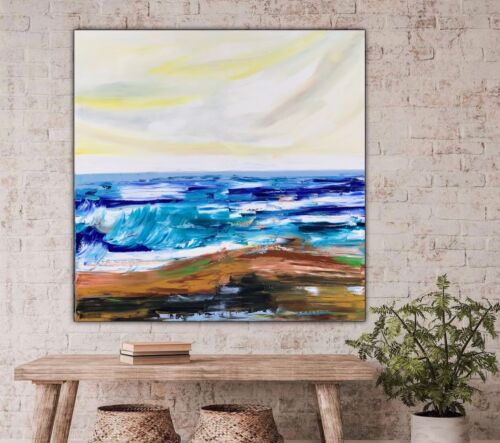 Ayvazovsky Style Original Abstract Oil Painting On Canvas 100x100cm City Coast seaside