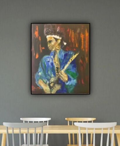 Original Oil Painting On Canvas 50X60cm Abstract ‘Rolling Stones’ Keith Richards portrait
