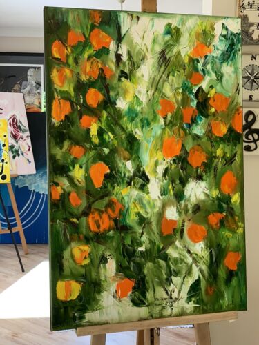 Richter Style Original Abstract Oil Painting On 90X 60cm Canvas Orange Tree