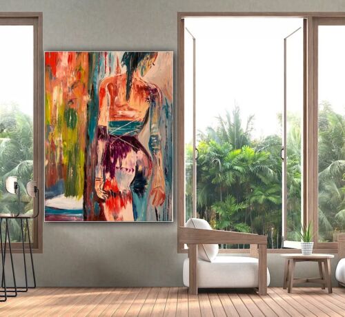 Richter Style Original Abstract Oil Painting On Canvas 100x80cm Morning Nude