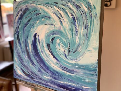 Large Abstract Impressionist Original Oil Painting On 50 X60cm Canvas ‘Waves’