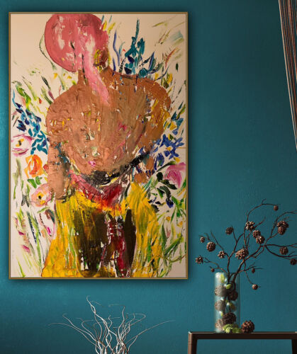 Renoir Style Original Abstract Oil Painting on canvas 90X60cm Woman in a meadow