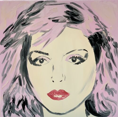 Original Abstract Oil Painting On Canvas 40x40Cm Pop Art Debbie Harry (pink) music