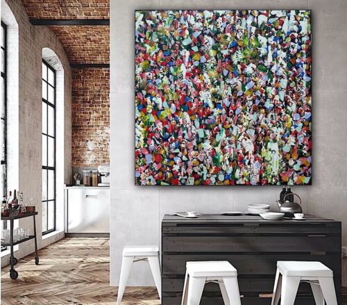 Oka Contemporary Abstract Original Oil Painting On 80x80cm Through The Crowd