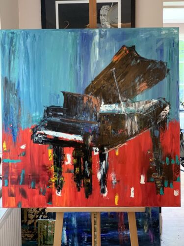 Richter Style Original abstract Oil Painting On Canvas 90X90cm Grand Piano Music