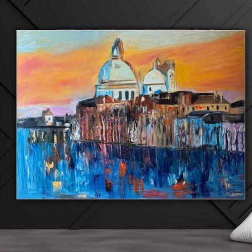 Kandinsky Original Abstract Oil Painting On Canvas 100 X 80cm Venice Landscape