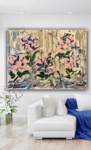 Oka Contemporary Abstract Original Oil Painting 80x60cm Whispers Of pink Peonies flowers