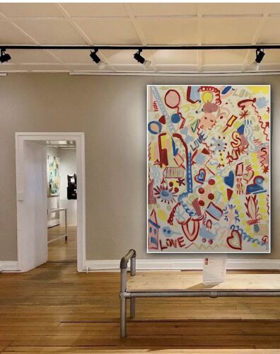 Large Abstract Original Oil Painting On 100x80cm canvas Graffiti Art Love Wins