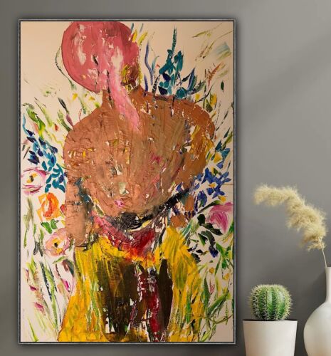 Renoir Style Original Abstract Oil Painting on canvas 90X60cm Woman in a meadow