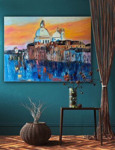 Kandinsky Original Abstract Oil Painting On Canvas 100 X 80cm Venice Landscape