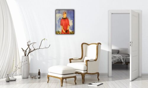 Richter style original abstract Oil Painting On Canvas 30cmX 40cm Woman in Red