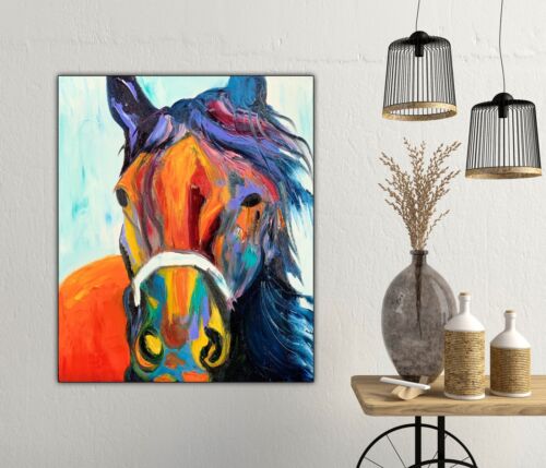 Richter StyLe Abstract Original Oil Painting On Canvas 50x60cm Dante Flame Horse