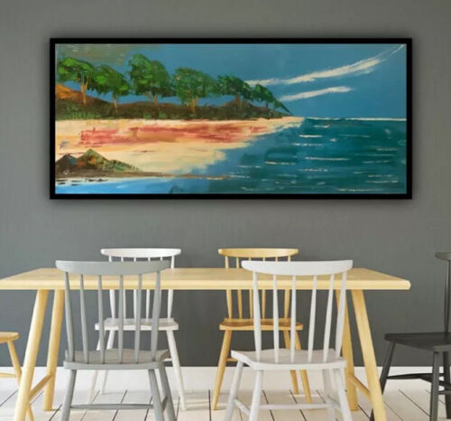 Paul Gauguin Style Large Landscape Oil Painting On Canvas ‘Seaside’ 120cm X 50cm