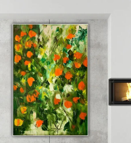 Richter Style Original Abstract Oil Painting On 90X 60cm Canvas Orange Tree