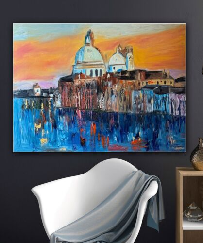 Kandinsky Original Abstract Oil Painting On Canvas 100 X 80cm Venice Landscape