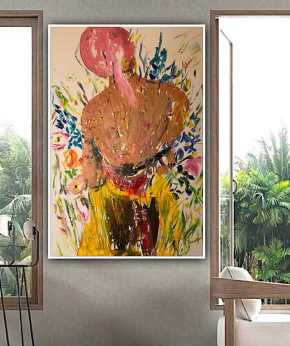 Renoir Style Original Abstract Oil Painting on canvas 90X60cm Woman in a meadow