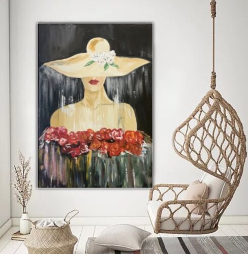 Richter StyLe Original Oil Painting On Canvas 102x70cm Woman In The Rain Vogue portrait