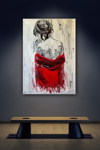 Richter StyLe Abstract Original Oil Painting On Canvas 70x50cm Morning Nude Red