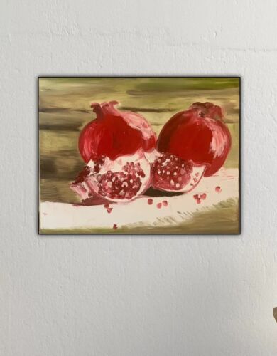 Rare Still Life Oil Painting On Canvas Size 50x 40cm ‘Pomegranates In Harrods