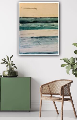 Richter Style Striped Sea Sky Original Oil Painting On Canvas 100x80cm LikE Oka