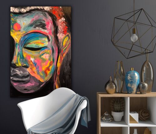 Impressionist Original Abstract Oil Painting On Canvas 90x60cm Buddha Art Happy