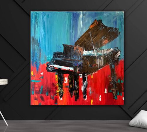 Richter Style Original abstract Oil Painting On Canvas 90X90cm Grand Piano Music