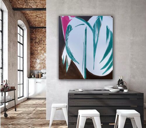 Lee Krasner Abstract Original Large Oil Painting On Canvas 70x60cm Rising Green study