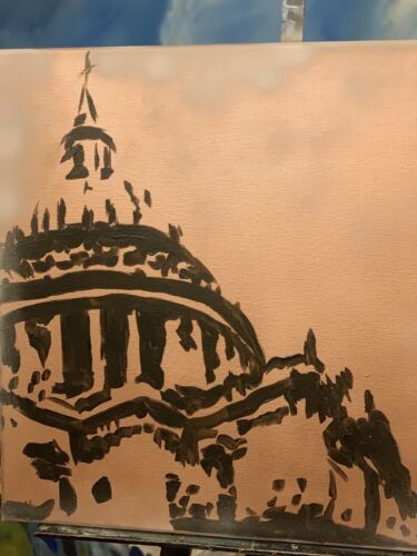 Richter Style Abstract Oil Painting On Canvas 50X60cm St Paul’s London At Night