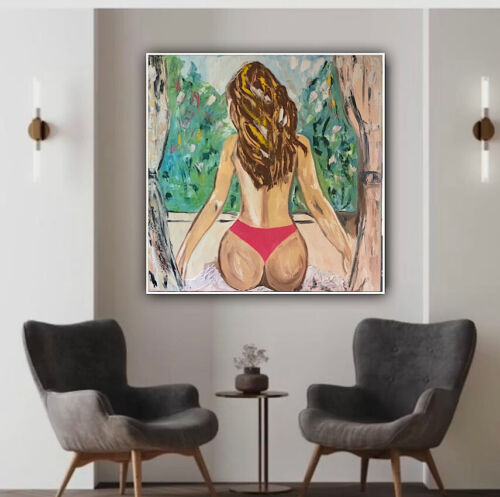 Richter Style Original Abstract Oil Painting On Canvas 80x80cm Morning Nude