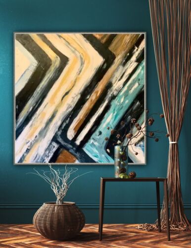 Richter Style Original Abstract Oil Painting On Canvas 90 X 90cm Pathways, Retro