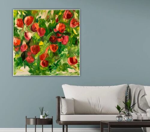 Richter StyLe Abstract Oil Painting On Canvas 50x50cm Apples In Bloom 1 In Oka floral