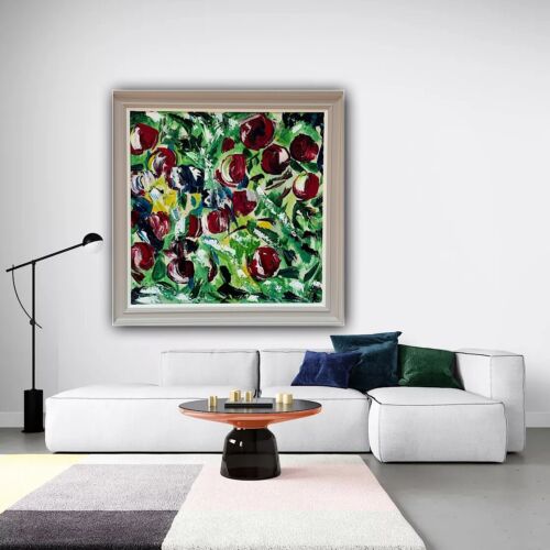 Framed Original Anstract Oil Painting On Canvas 71x71cm Apple Tree 2 Texture Oka
