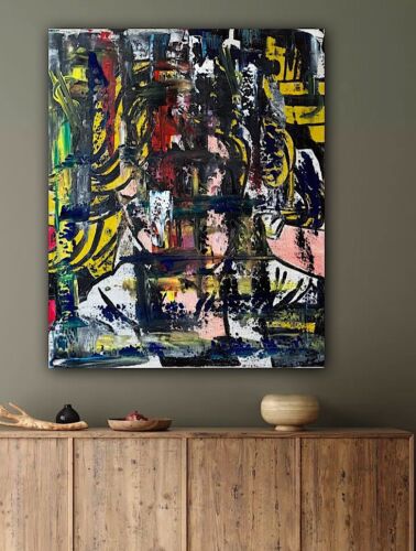 Richter Style Original Abstract Oil Painting On Canvas 50x60cm Graffiti Art