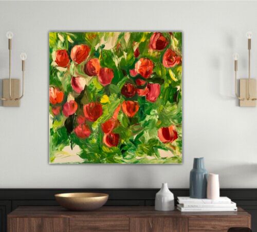 Richter StyLe Abstract Oil Painting On Canvas 50x50cm Apples In Bloom 1 In Oka floral