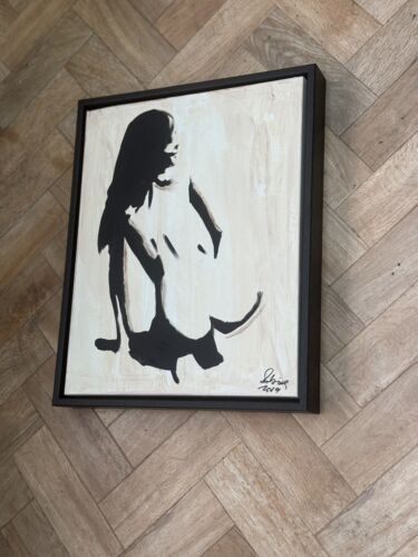 Framed Original Contemporary Abstract Oil Painting On Canvas 48x38cm Nude Oka
