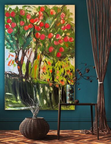 Richter Style Original Abstract Oil Painting On Canvas 150x100cm ‘Apple Trees’ floral