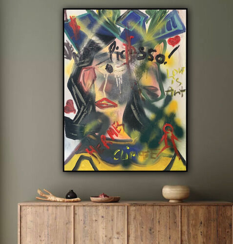 Richter Original Abstract Oil Painting On 4cm Canvas 47x60cm Graffiti Street Art