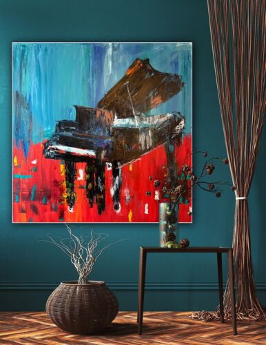 Richter Style Original abstract Oil Painting On Canvas 90X90cm Grand Piano Music